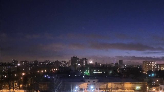 evening in winter on the outskirts of city timelapse