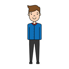 cartoon man standing icon over white background colorful design vector illustration