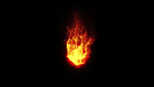 燃え盛る炎の動き 火花 赤 ループ