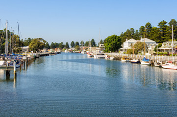 Fototapeta premium Moyne River close to its mouth - Port Fairy, Victoria, Australia