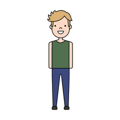 cartoon man standing icon over white background colorful design vector illustration