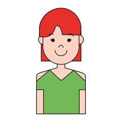 cartoon woman smiling icon over white background colorful design vector illustration