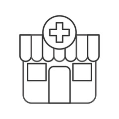 Obraz premium building exterior pharmacy cross medical vector illustration