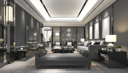 Fototapeta na wymiar 3d rendering luxury and modern living room with leather sofa