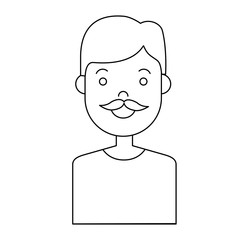 cartoon man with mustache icon over white background vector illustration