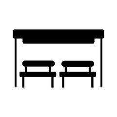the bus stop with bench chair waiting vector illustration