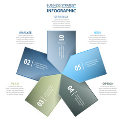 5 options Business Infographics strategy tags design elements template blue color tone