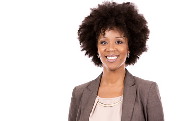 black casual woman on white background