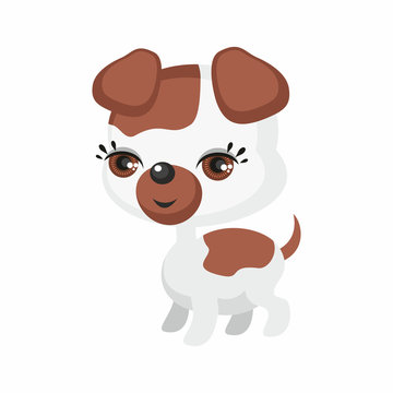 The image of cute dog in cartoon style. Vector children’s illustration.