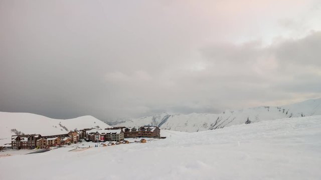 storm sky new gudauri ski resort mountain panorama 4k georgia

