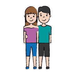 happy couple of woman and man icon over white background colorful design vector illustration