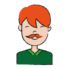 cartoon man with mustache icon over white background colorful design vector illustration