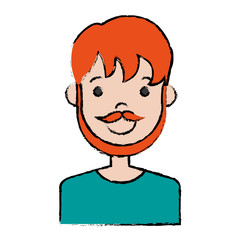 cartoon man with beard icon over white background colorful design vector illustration