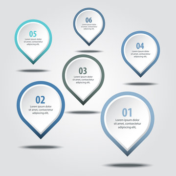 Business Infographics design elements message drop pin points