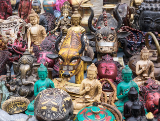 Statuettes of yak, souvenirs and handicrafts on the local market