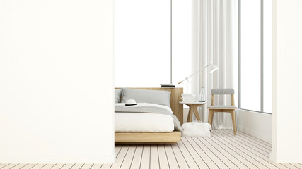 Bedroom space interior minimal and wall decoration empty in apartment- 3D rendering