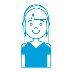 cartoon woman smiling icon over white background colorful design vector illustration