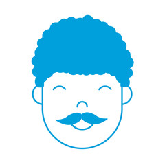 cartoon man with mustache icon over white background colorful design vector illustration