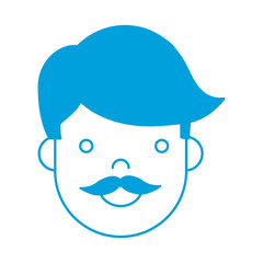 cartoon man with mustache icon over white background colorful design vector illustration