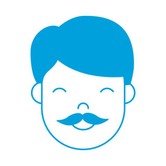 cartoon man with mustache icon over white background colorful design vector illustration