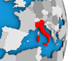 Italy on globe