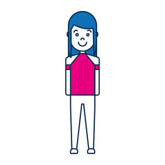 cartoon woman wearing casual clothes icon over white background colorful design vector illustration