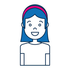 cartoon woman smiling icon over white background colorful design vector illustration
