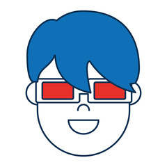 man with glasses icon over white background colorful design vector illustration