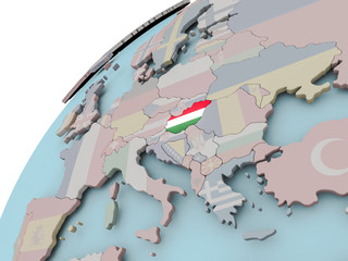 Map of Hungary with flag