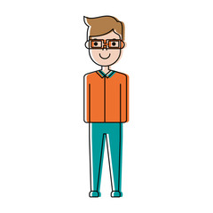 man with glasses icon over white background colorful design vector illustration
