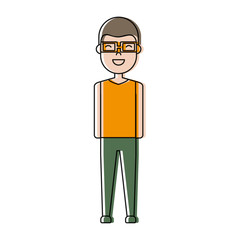 man with glasses icon over white background colorful design vector illustration