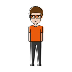 man with glasses icon over white background colorful design vector illustration