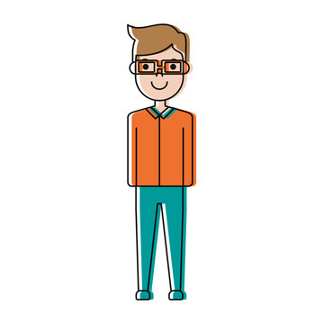 man with glasses icon over white background colorful design vector illustration