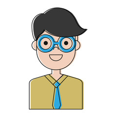 man with glasses icon over white background colorful design vector illustration