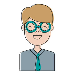 man with glasses icon over white background colorful design vector illustration