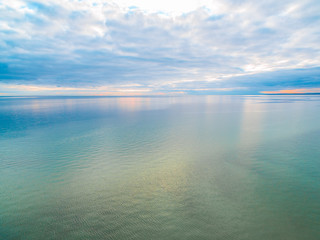 Aerial view of ocean water and sky