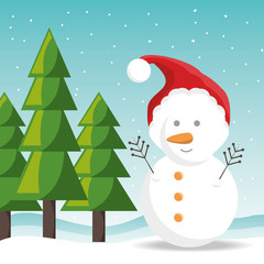 Snowman of Merry Christmas season theme Vector illustration