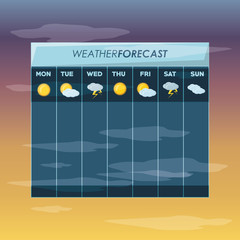 Sun cloud and thunder of weather forecast calendar and climate theme Vector illustration - obrazy, fototapety, plakaty