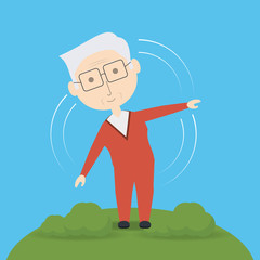 Grandfather cartoon doing exercise of family and senior theme Vector illustration