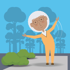 Grandmother cartoon and trees of family and senior theme Vector illustration