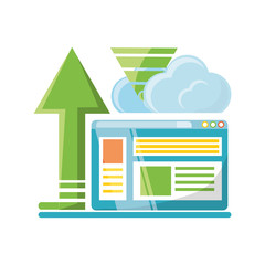 Obraz premium Cloud service of storage technology data and media theme Vector illustration