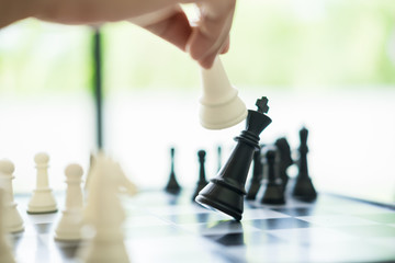 Business Strategic Formation in the chess game king is checkmated game over
