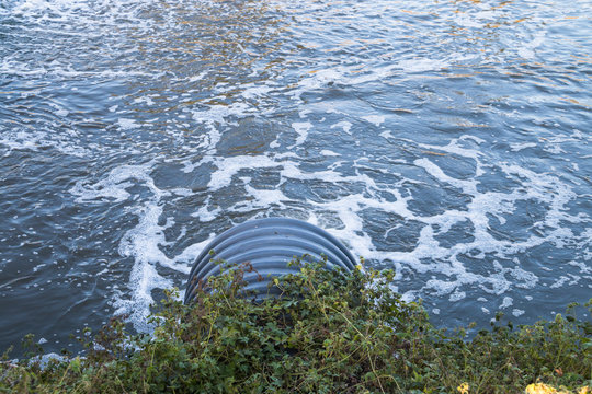 Industrial wastewater discharged into the river