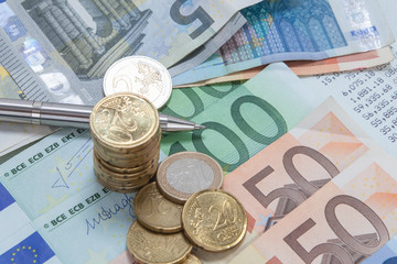 Finance background with money.