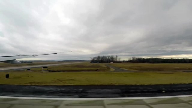 Airplane takes off at Dulles International Airport in Washington, DC.