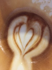 Heart-shaped milking in cappuccino