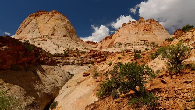 Timelapse of spectacular Navajo sandstone formations at Capitol Gorge water tanks in Capitol Reef National Park, Utah