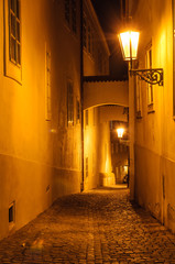 Night streets of Prague. Prague, Czech Republic.