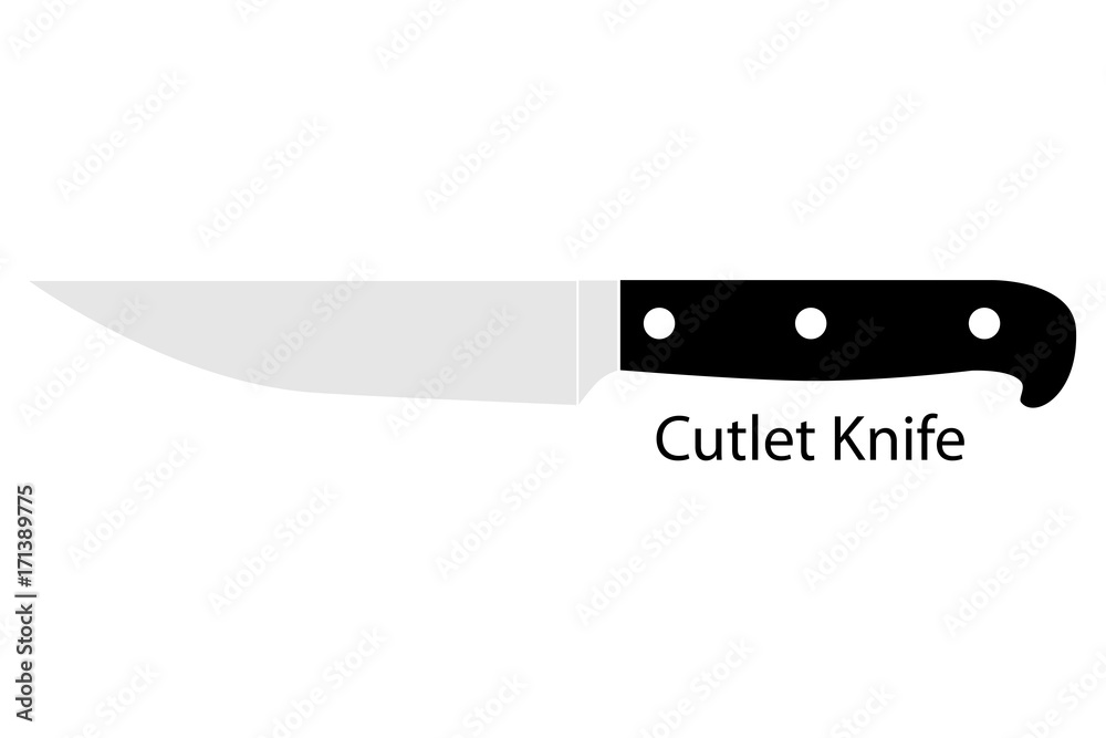 Wall mural cutlet knife, isolated on white