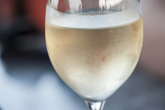 Humidity Condenses on a Wine Glass